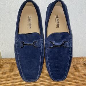 Kenneth Cole 11M Sing Song Textile Moc Blue Suede Slipon Horsebit Loafer Driving